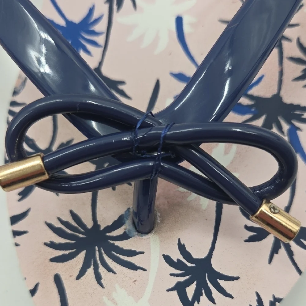 Kate Spade Navy and Pink Palm Sandals